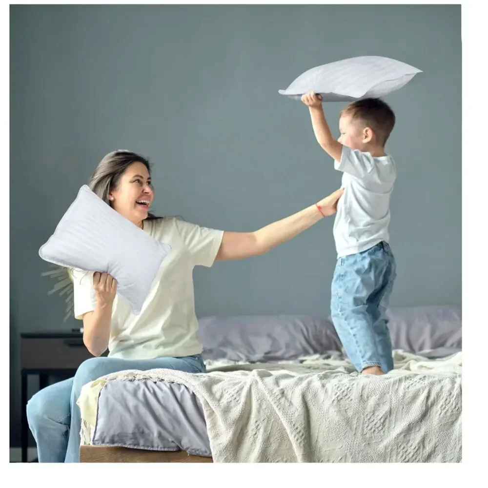 Toddler Pillow Set 2 Kids Pillows Sleep Travel Cot School 13x18 Cotton White New